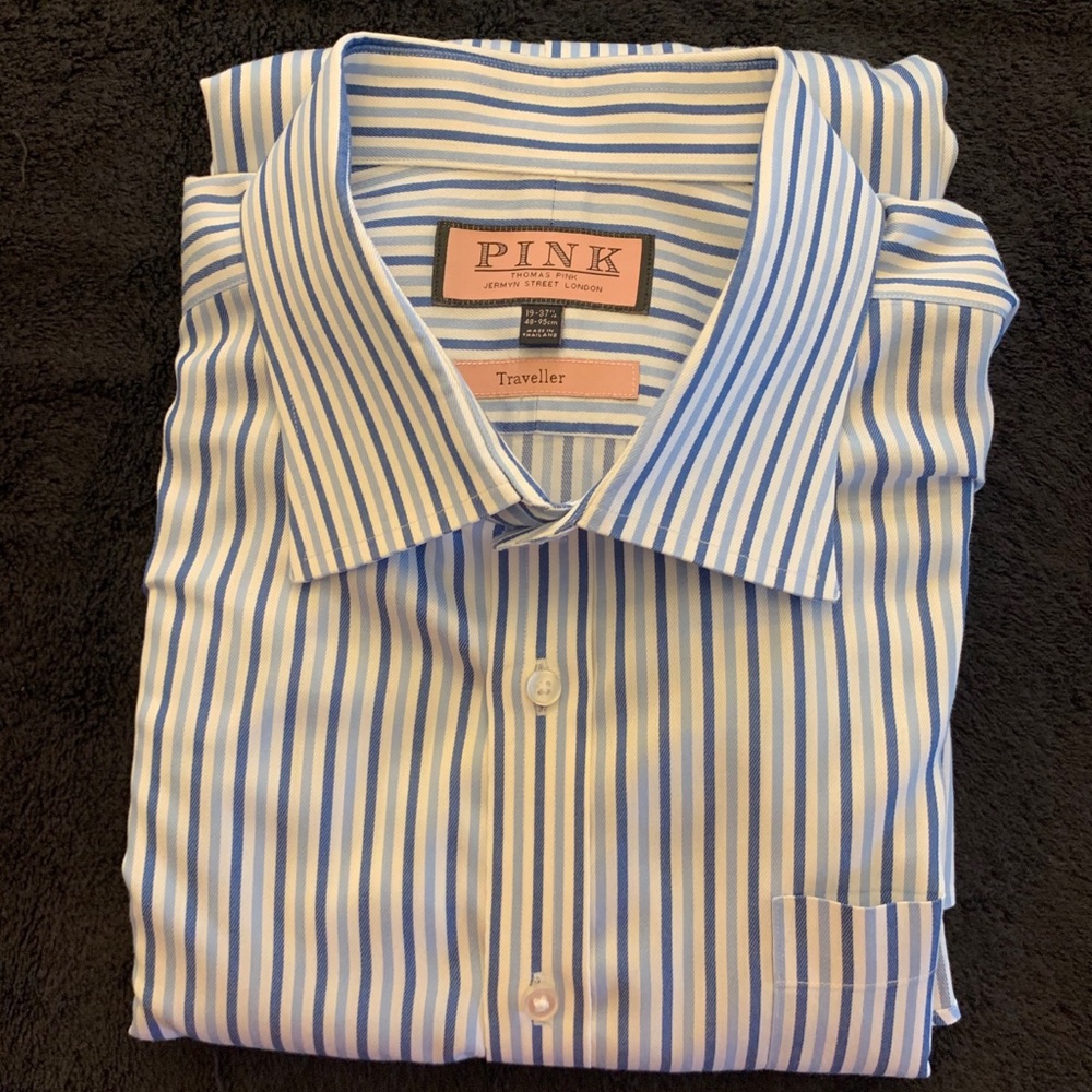 Thomas Pink Dress Shirt neck 19 sleeve 37 1/2